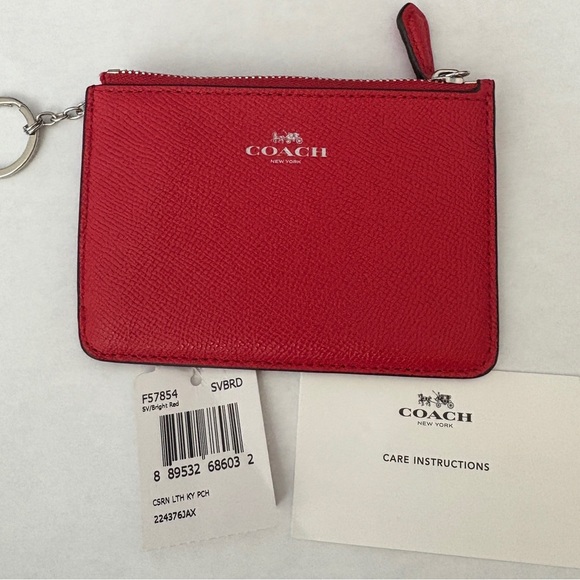 COACH Corner Zip Key Pouch – Bright Red – NWT - Picture 1 of 5